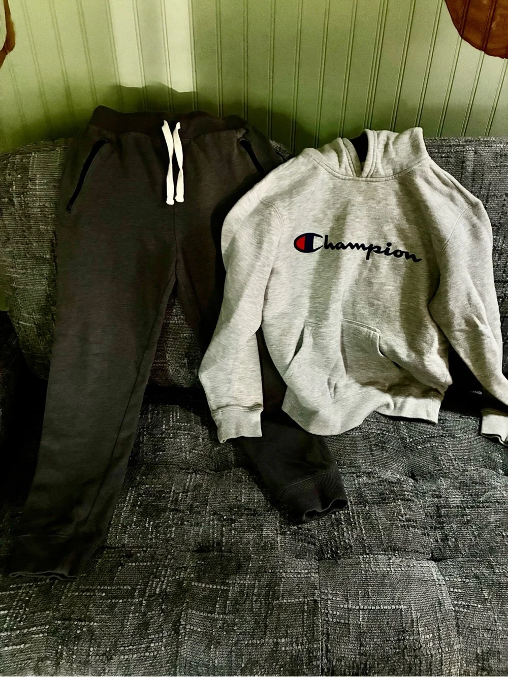 Champion Kids Hoodie & Jogger Set - Gray Hoodie with Charcoal Pants
